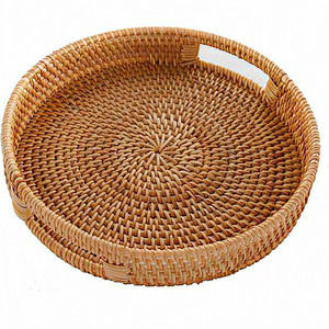 Home‎ 12 Inch Rattan Woven Ottoman Serving Trays